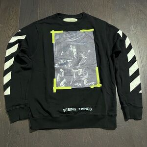 Off-White Seeing Things Caravaggio Crewneck Cotton Jumper in Black Medium